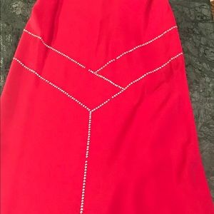 Laundry Red Silk Dress with Jewels
